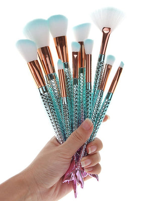 Mermaid makeup brushes set