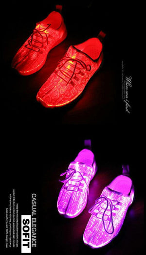 Sneakers with light, glow in the light and dark