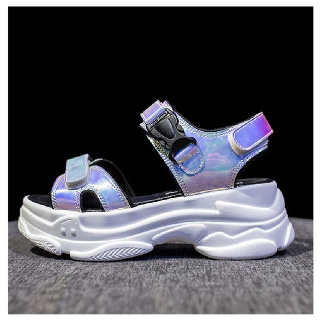 Holographic platform sandals II