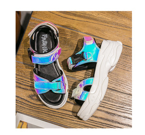 Holographic platform sandals II