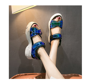 Holographic platform sandals II