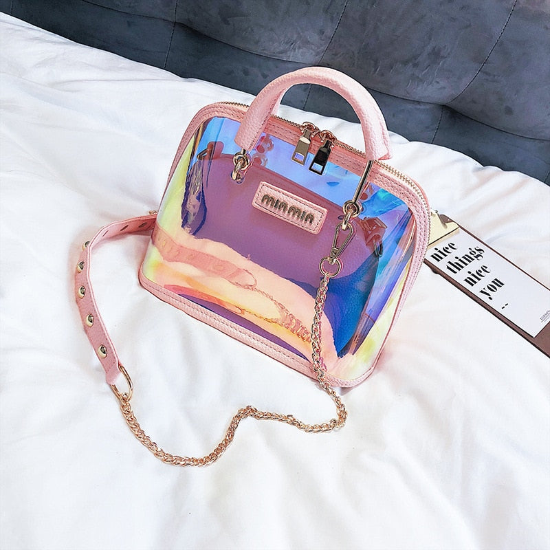 Flamingueo Weekend Bag Holographic And Transparent Design Handbags