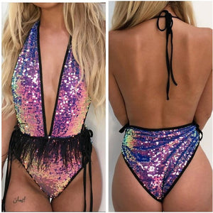 Body swimsuit sequins