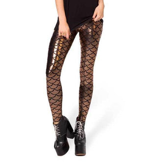 Leggins design Mermaid scales and metal