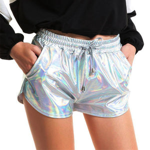 Metallic hologram shorts