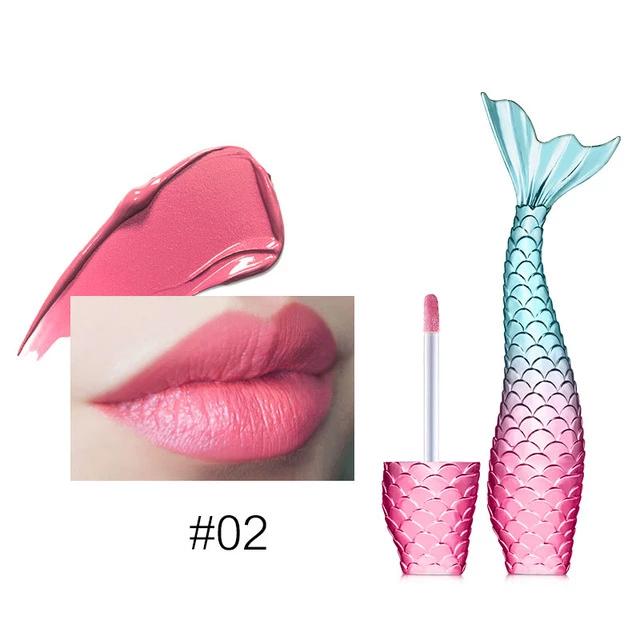 Matte and metallic permanent mermaid shape lipstick