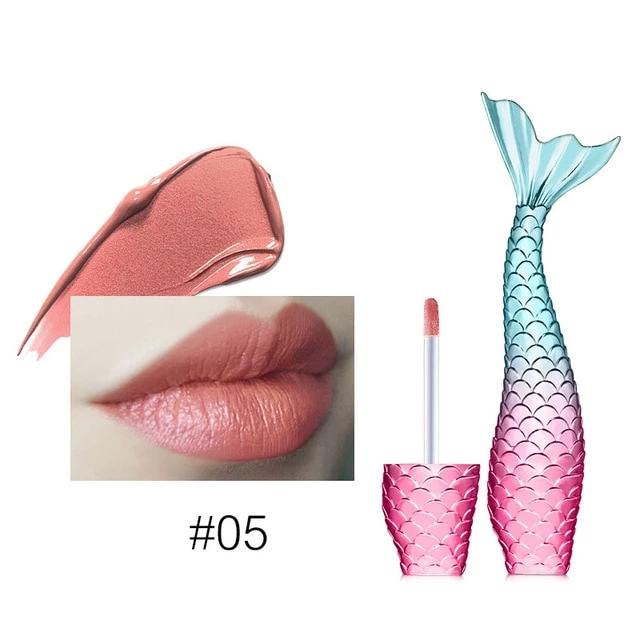 Matte and metallic permanent mermaid shape lipstick