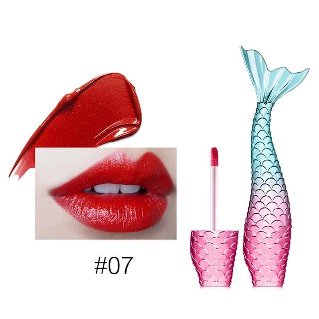 Matte and metallic permanent mermaid shape lipstick