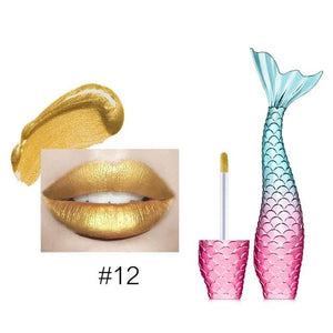 Matte and metallic permanent mermaid shape lipstick