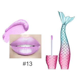 Matte and metallic permanent mermaid shape lipstick