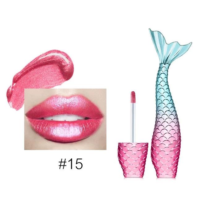 Matte and metallic permanent mermaid shape lipstick