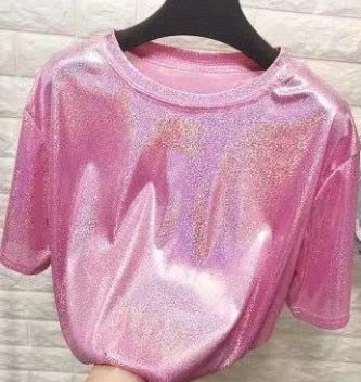 Top t-shirt in holographic style