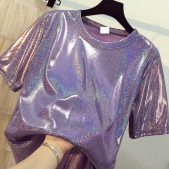 Top t-shirt in holographic style