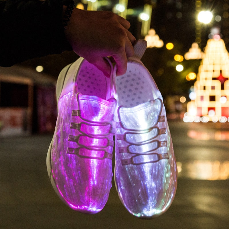 Sneakers with light, glow in the light and dark