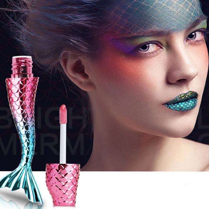 Matte and metallic permanent mermaid shape lipstick