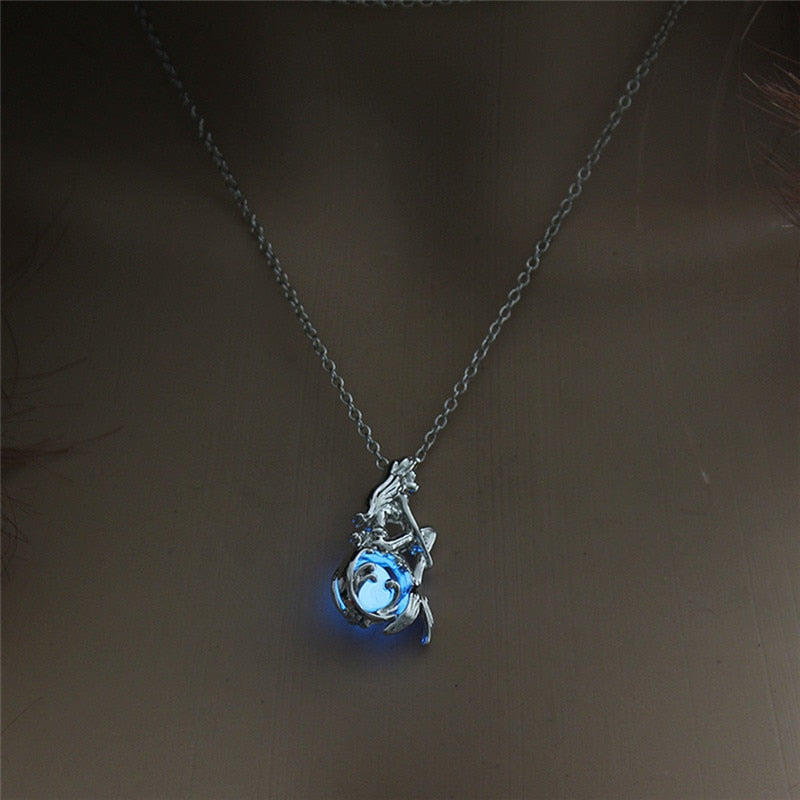 Mermaid light pendant necklace