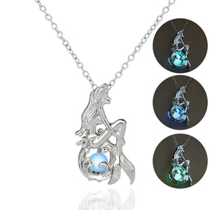 Mermaid light pendant necklace