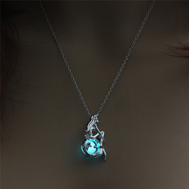 Mermaid light pendant necklace