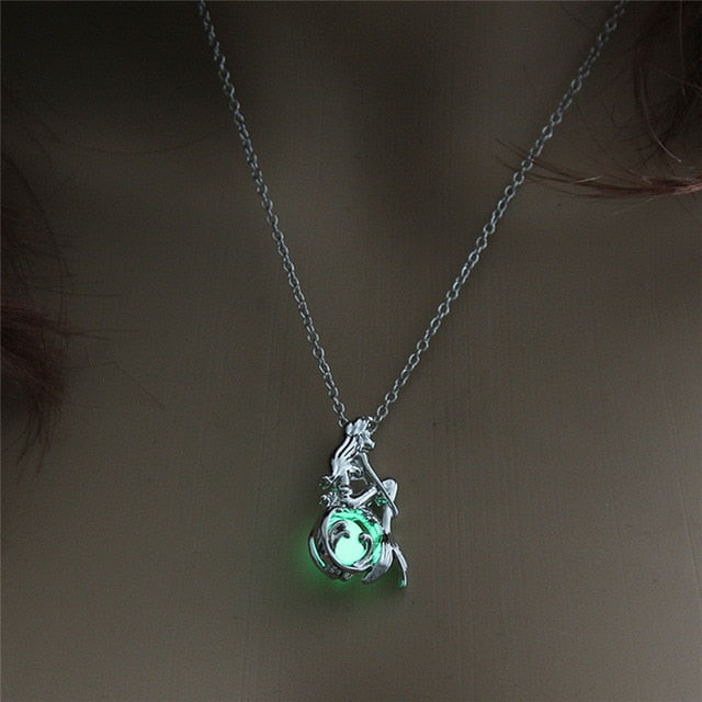 Mermaid light pendant necklace