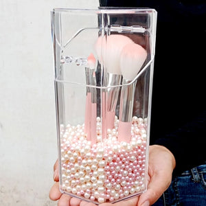 Acrylic with pearls to contain makeup brushes